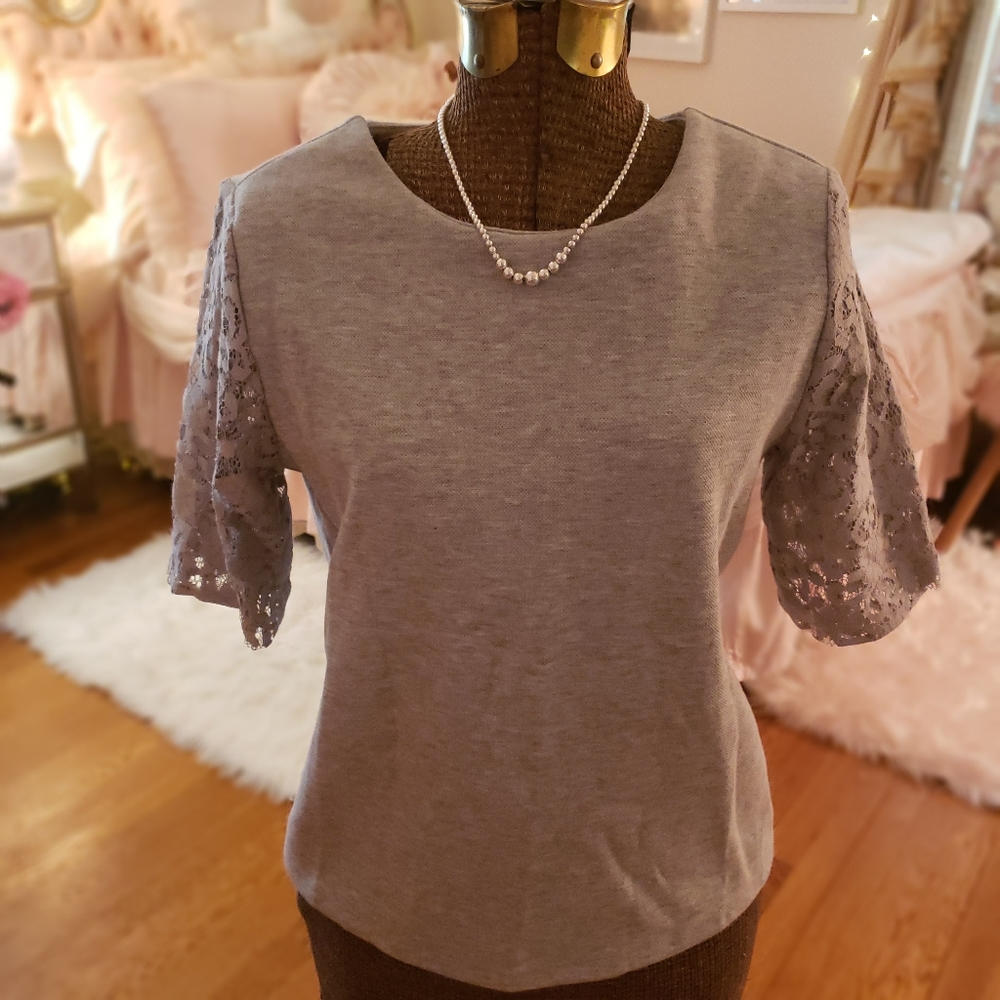Gray Lacey Top